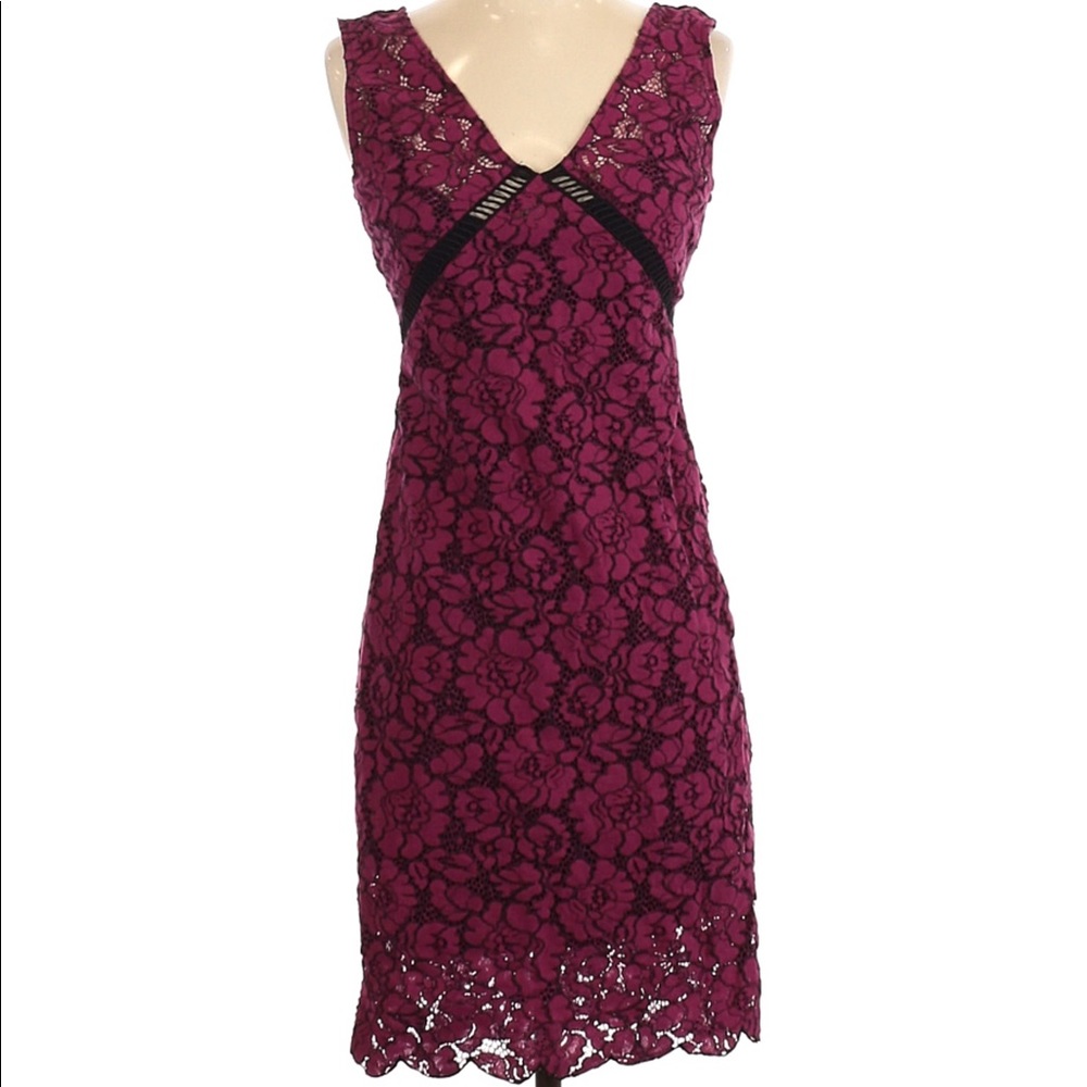Plenty by Tracy Reese plum lace floral shift dress 4